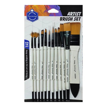 Keep Smiling Artist White Pearl Mix Brush Set of 12 The Stationers